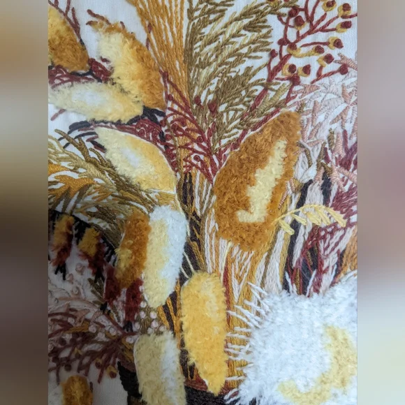 Vtg MCM Crewel‎ Needle Point Floral Bouquet Picture Large Wall Art 18" x 22" - Picture 5 of 14